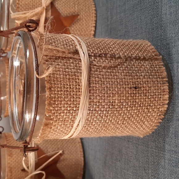 Candle Votive Holder Vase set 5 Burlap Rusty Stars Indoor Outdoor Decoration - Picture 3 of 16